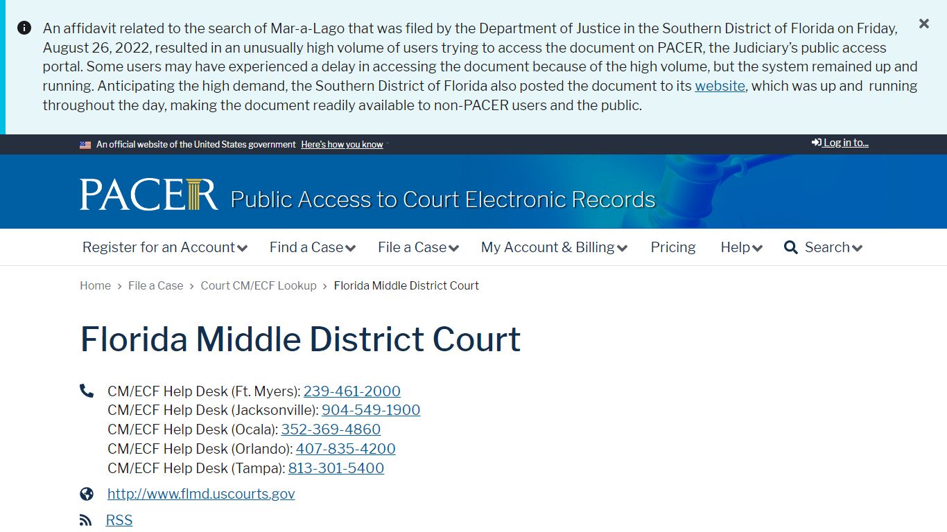 Florida Middle District Court | PACER: Federal Court Records